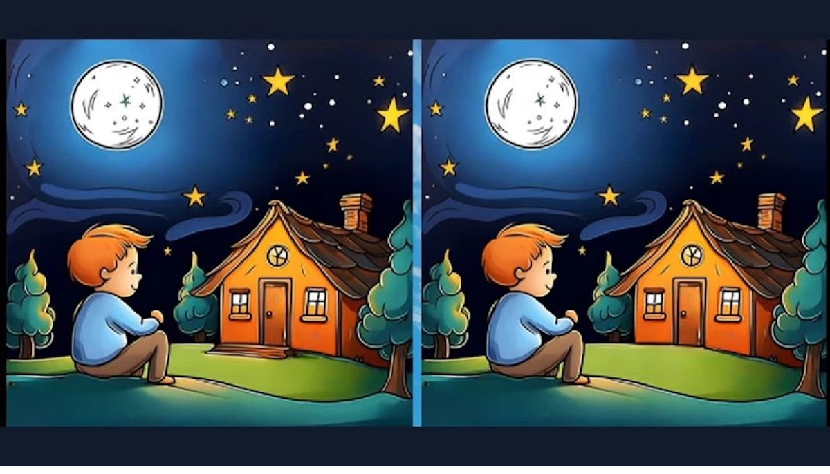 Najděte rozdíly na obrázku chlapce v noční krajině