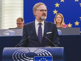 Petr Fiala řeční v Bruselu