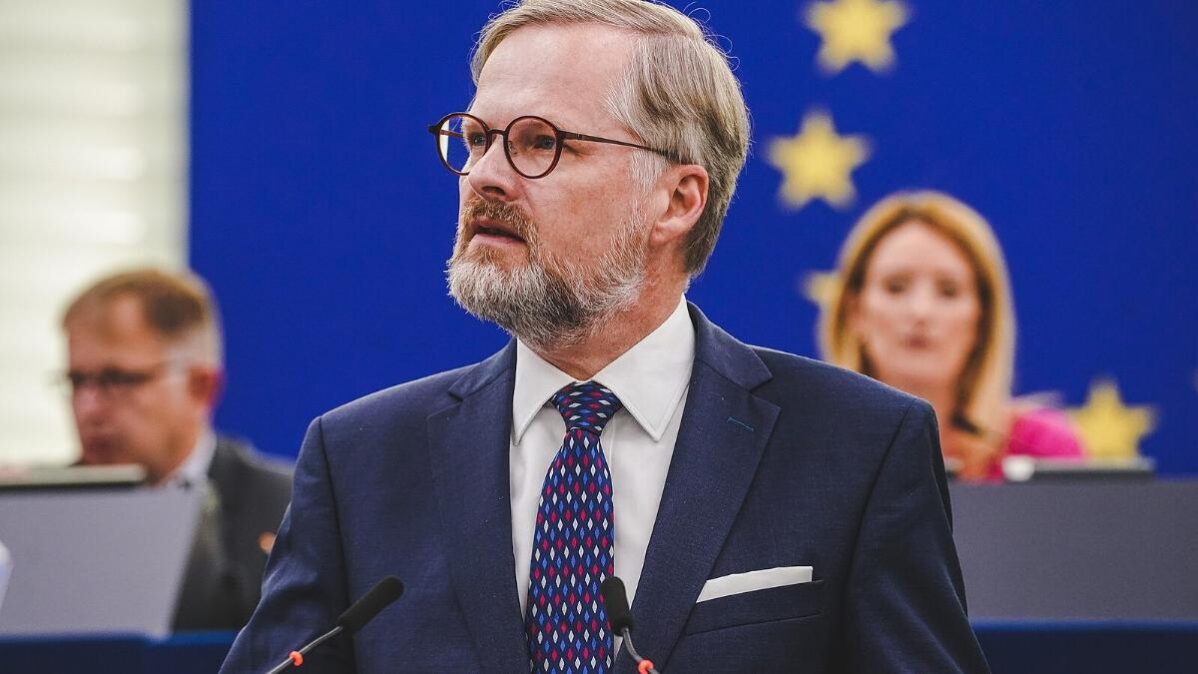 Premiér Petr Fiala hovoří v Evropském parlamentu Premiér Petr Fiala hovoří v Evropském parlamentu