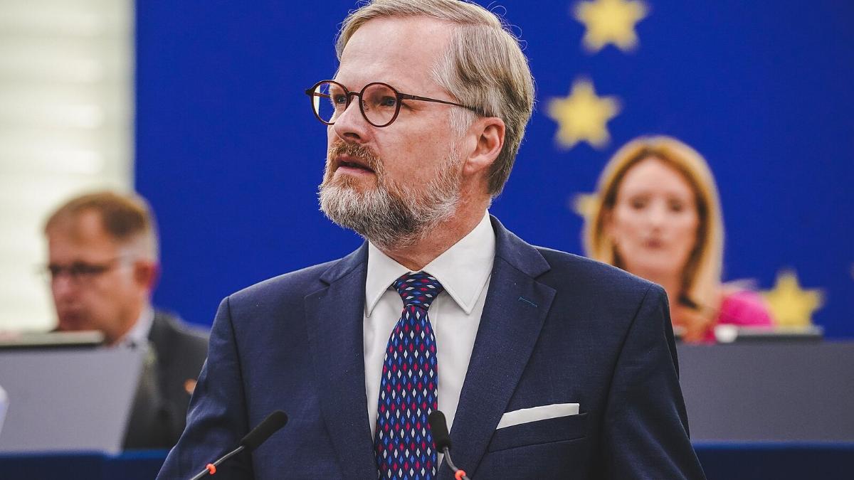 Premiér Petr Fiala hovoří v Evropském parlamentu