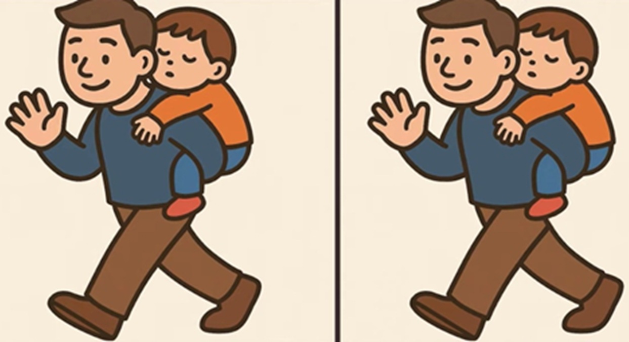 Obrázek k testu: Vizuální výzva s tatínkem a dítětem: Najdete do 19 vteřin 3 rozdíly?