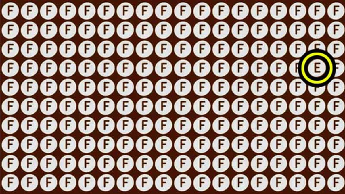 Test s písmeny F zakroužkované E