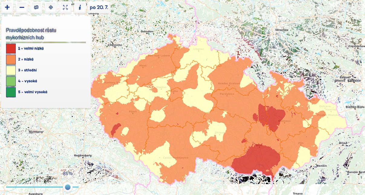 Mapa růstu hub